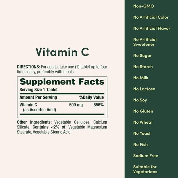 Nature’s Bounty Vitamin C, Supports a Healthy Immune System, Vitamin Supplement, 500mg, 250 Tablets - Image 3